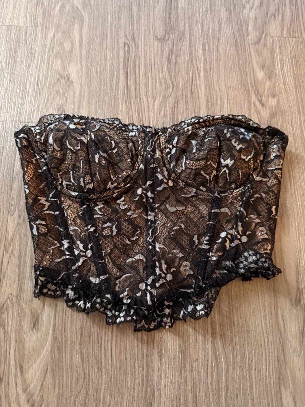 Black Lace Bustier Crop Top